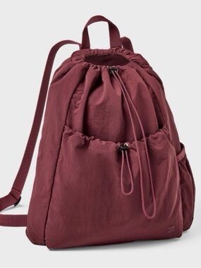 All In Motion Backpack Burgundy Drawstring Water-Repellent Gym Travel Bag NWT